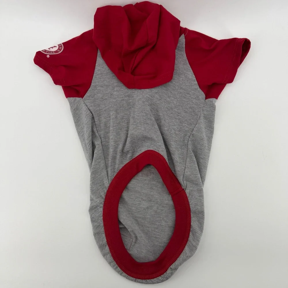 Pets‎ First Alabama Crimson Tide Dog Hoodie Large Gray Red Raglan NCAA Pet Shirt